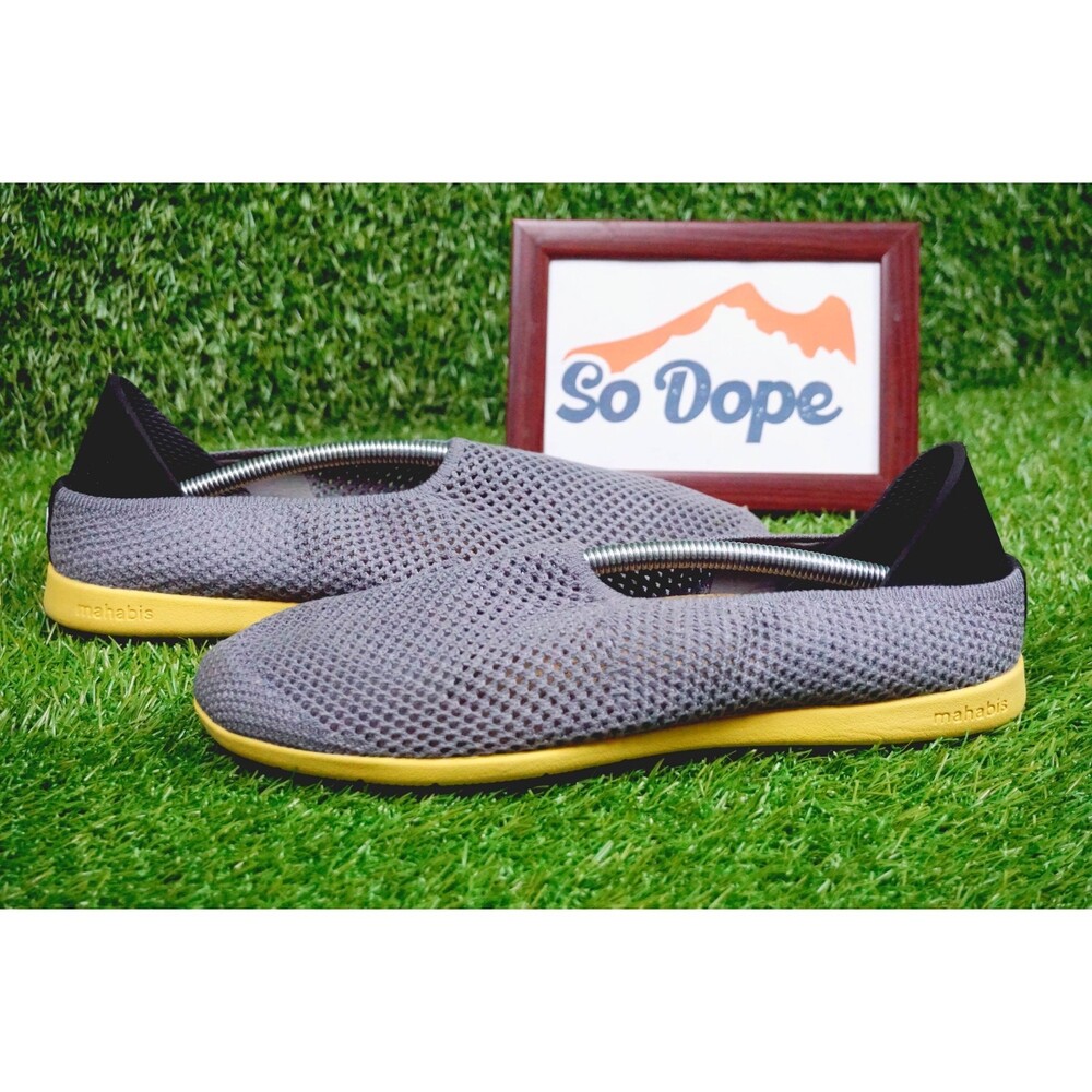 Mahabis Breathe Out Slippers - Grey / Yellow - Women's 9.5